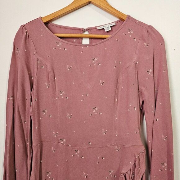 EUC AMERICAN EAGLE OUTFITTERS BLUSH PINK DITSY FLORAL RUFFLED SHORT DRESS SZ M - Picture 4 of 16